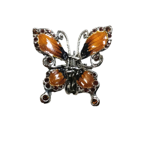 Butterfly Pony Tail Holder Brown Rhinestone? Enamel Party Fun Spring - Picture 5 of 6
